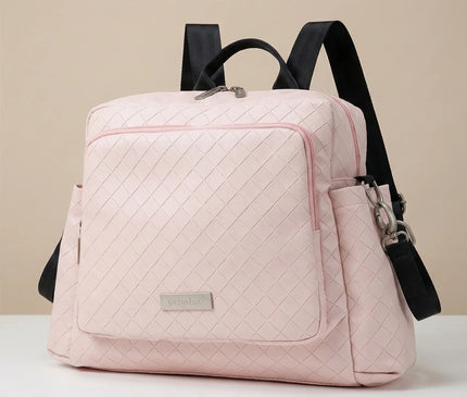 Sac Maternite à Dos Rose Quilté Imperméable