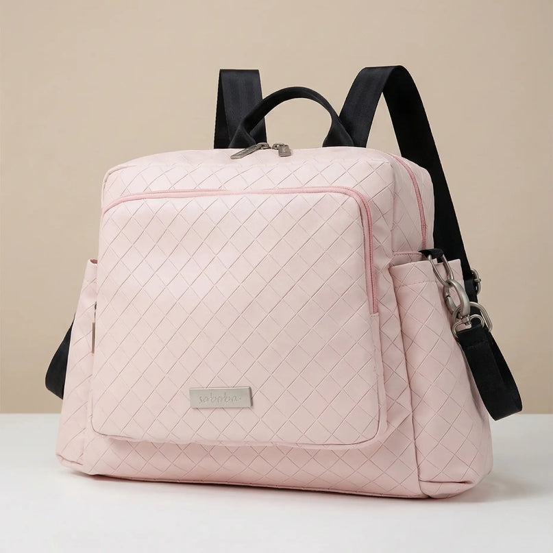 Sac Maternite à Dos Rose Quilté Imperméable