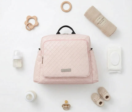 Sac Maternite à Dos Rose Quilté Imperméable