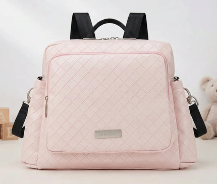 Sac Maternite à Dos Rose Quilté Imperméable