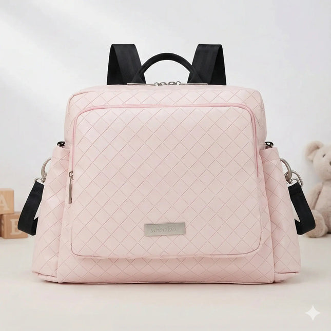 Sac Maternite à Dos Rose Quilté Imperméable