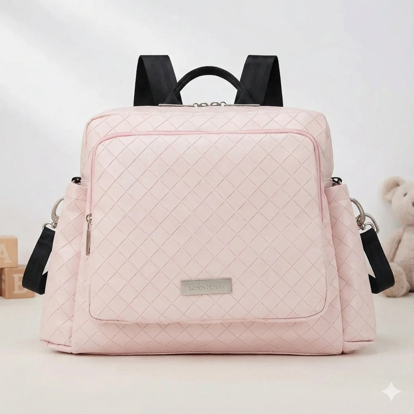 Sac Maternite à Dos Rose Quilté Imperméable