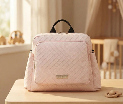 Sac Maternite à Dos Rose Quilté Imperméable