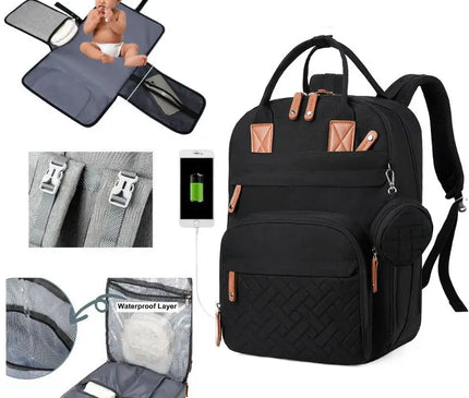 Sac Maternite Grande Capacité Matelassé USB