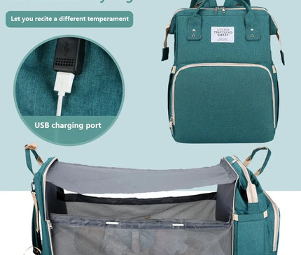 Sac Maternite Pliant Lit Bébé Sac à Dos USB