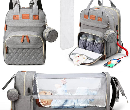 Sac Maternite Convertible Lit Bébé Portatif USB