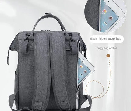 Sac Maternite Sac à Dos Oxford Gris Quilté