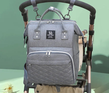 Sac Maternite Sac à Dos Oxford Gris Quilté