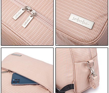 Sac Maternite à Dos Simili Cuir Texturé Imperméable