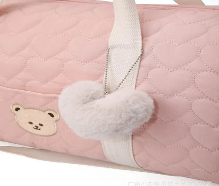 Sac Maternite Quilté Cœurs Ourson Fourre-tout