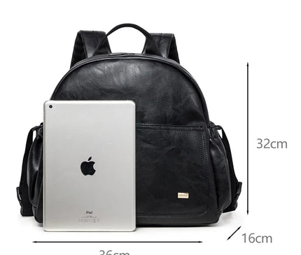 Sac Maternite Sac à Dos Faux Cuir Noir