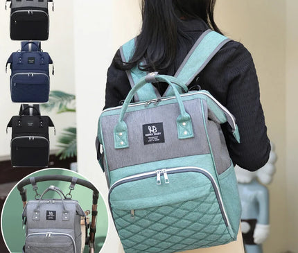 Sac Maternite Sac à Dos Oxford Gris Quilté