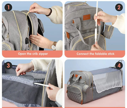 Sac Maternite Imperméable Lit Bébé USB