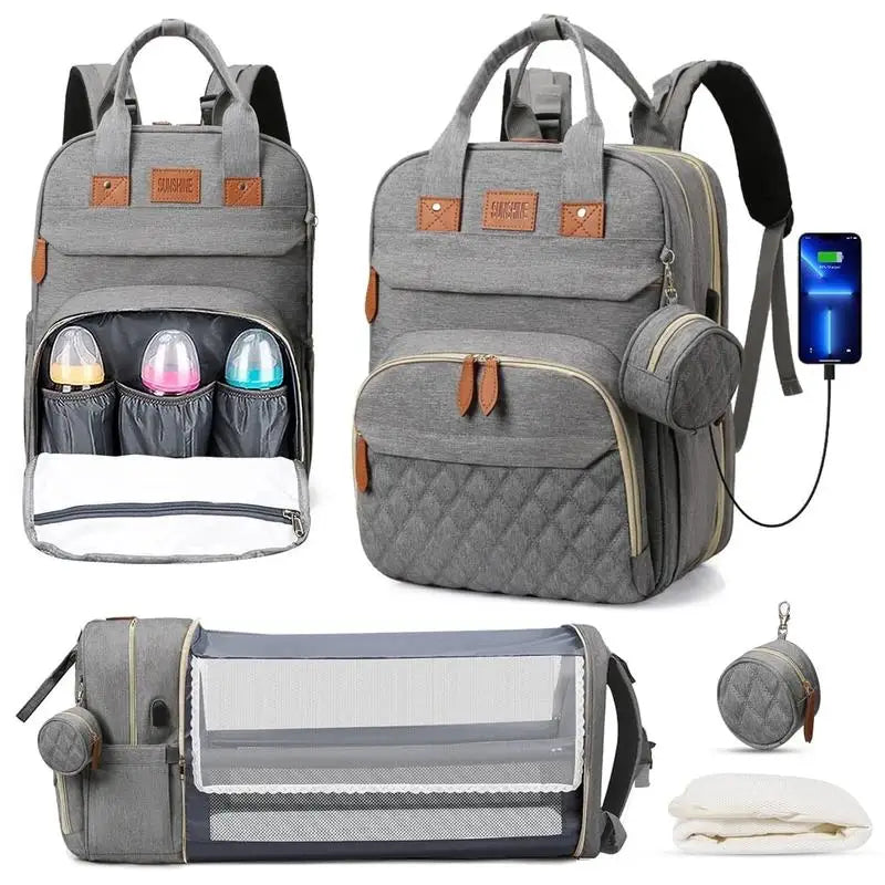 Sac Maternite Convertible Lit Bébé Portatif USB