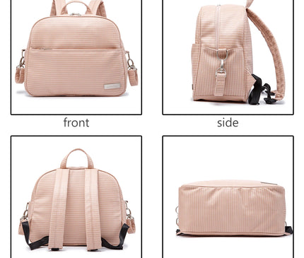 Sac Maternite à Dos Imperméable Texturé Beige