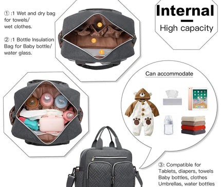 Sac Maternite Pratique Quilté Poches Isothermes