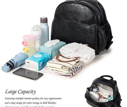 Sac Maternite à Dos Uni Simili Cuir