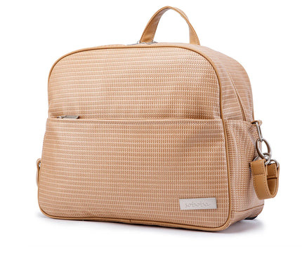Sac Maternite à Dos Imperméable Texturé Beige