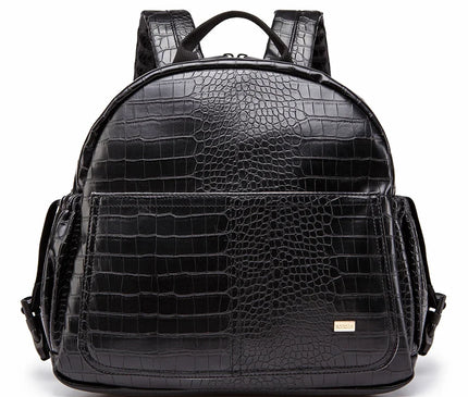 Sac Maternite Sac à Dos Cuir Texturé Noir