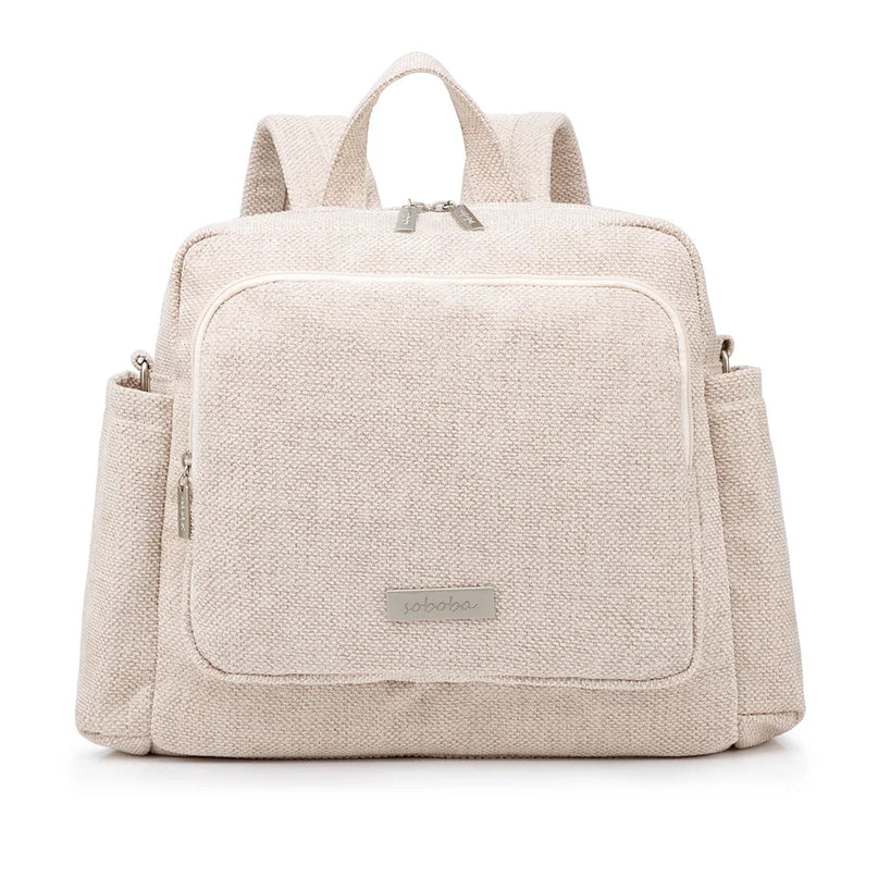 Sac Maternite Porté Dos Texturé Beige
