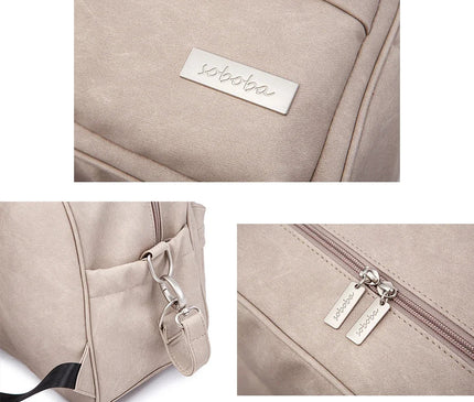 Sac Maternite Moderne Finition Cuir PU Beige