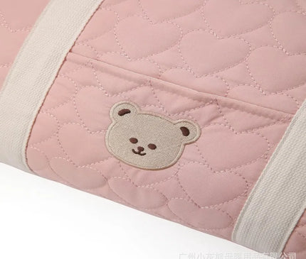 Sac Maternite Quilté Cœurs Ourson Fourre-tout