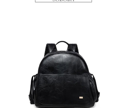 Sac Maternite Sac à Dos Faux Cuir Noir