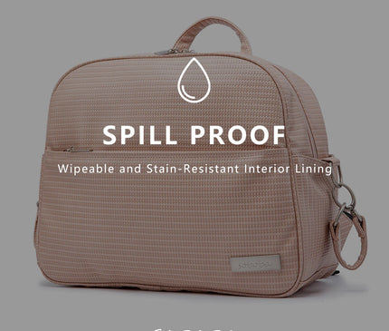 Sac Maternite à Dos Imperméable Texturé Beige