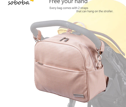 Sac Maternite à Dos Imperméable Texturé Beige