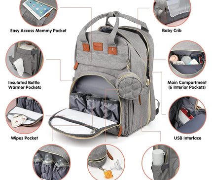 Sac Maternite Imperméable Lit Bébé USB
