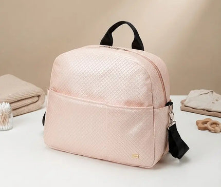Sac Maternite à Dos Tendance Rose Quilté