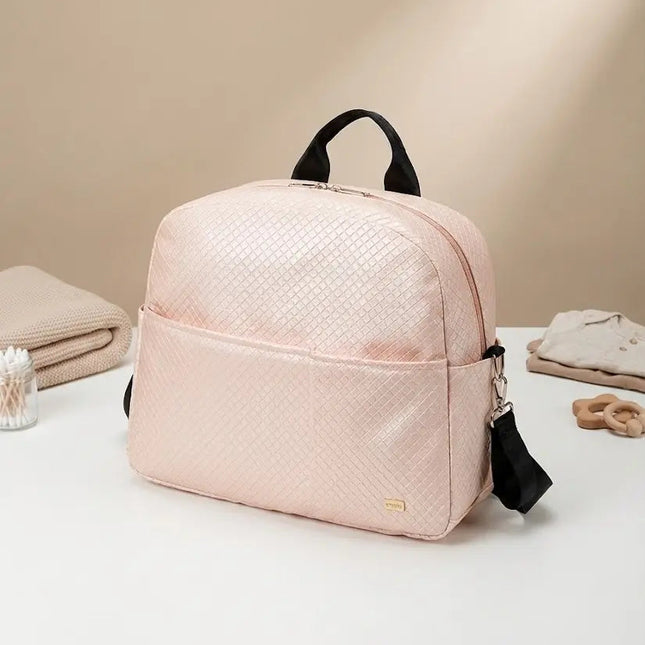 Sac Maternite à Dos Tendance Rose Quilté