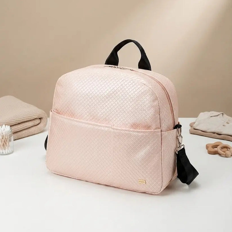 Sac Maternite à Dos Tendance Rose Quilté