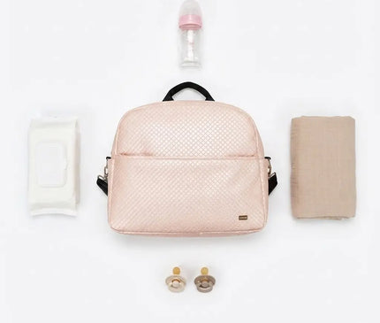 Sac Maternite à Dos Tendance Rose Quilté