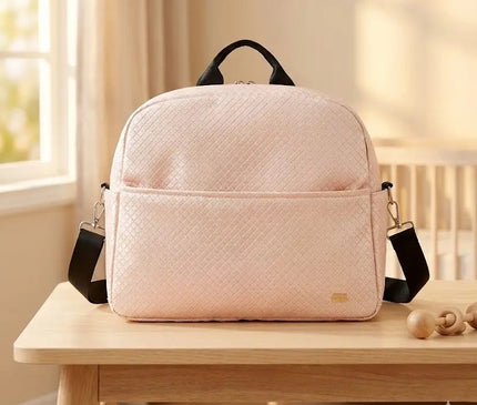 Sac Maternite à Dos Tendance Rose Quilté