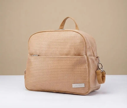 Sac Maternite à Dos Imperméable Texturé Beige
