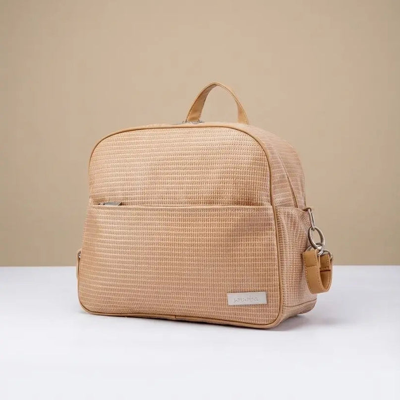 Sac Maternite à Dos Imperméable Texturé Beige