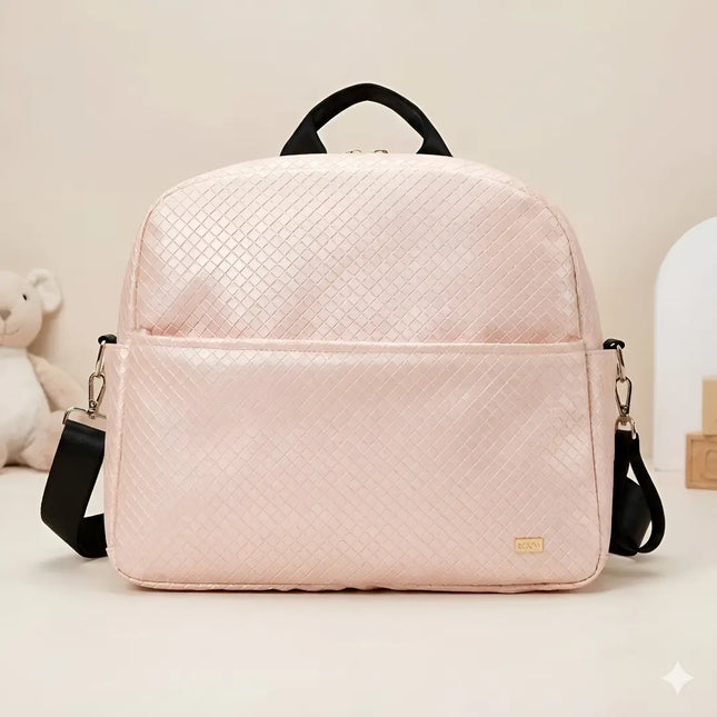 Sac Maternite à Dos Tendance Rose Quilté